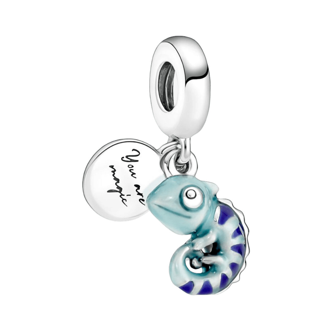 Colour Change You Are Magic Chameleon Dangle Charm featuring a detailed chameleon and engraved disc.