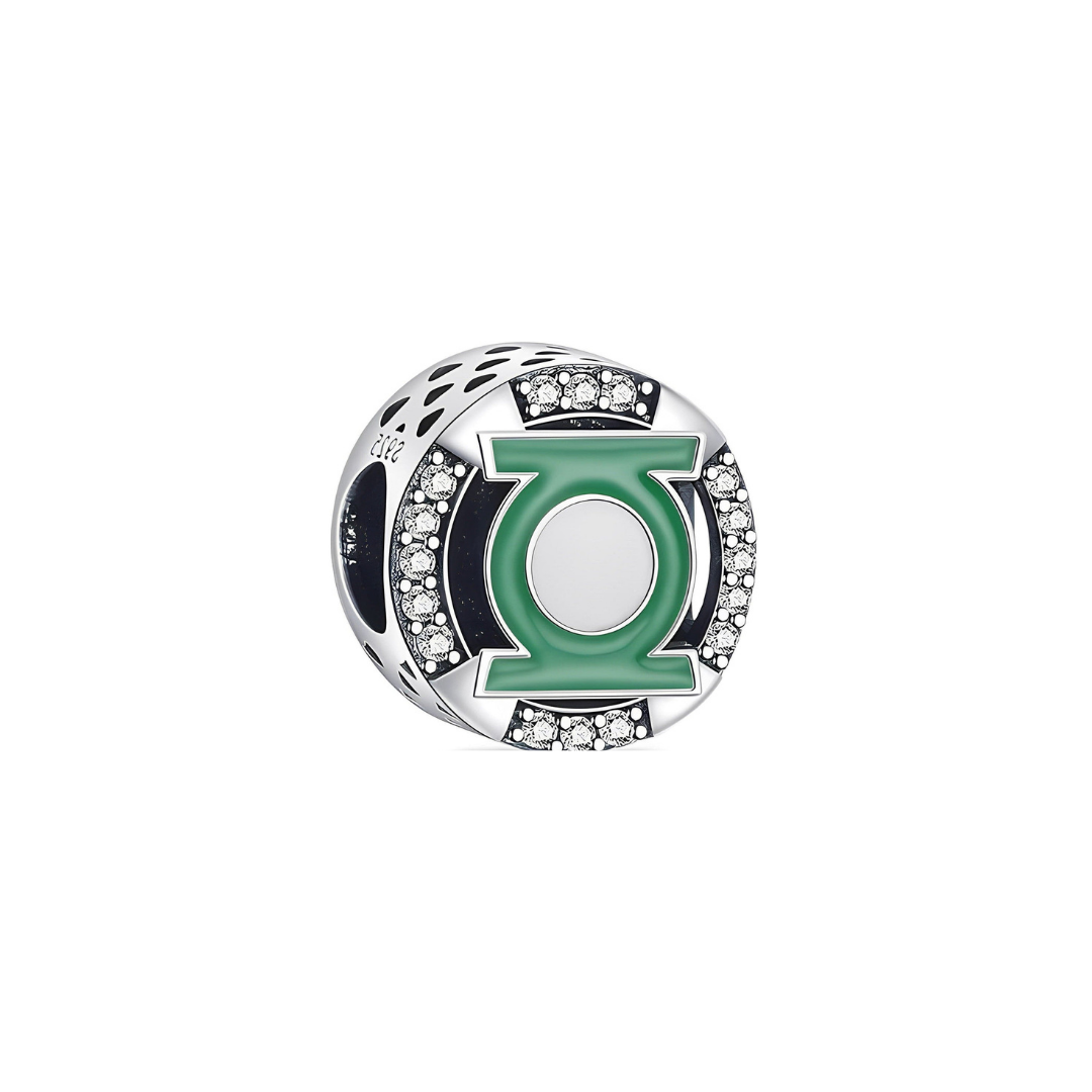 DC Comics- Green Lantern Circle Charm (DISCONTINUED) featuring green emblem and zircons, perfect for jewelry enthusiasts.