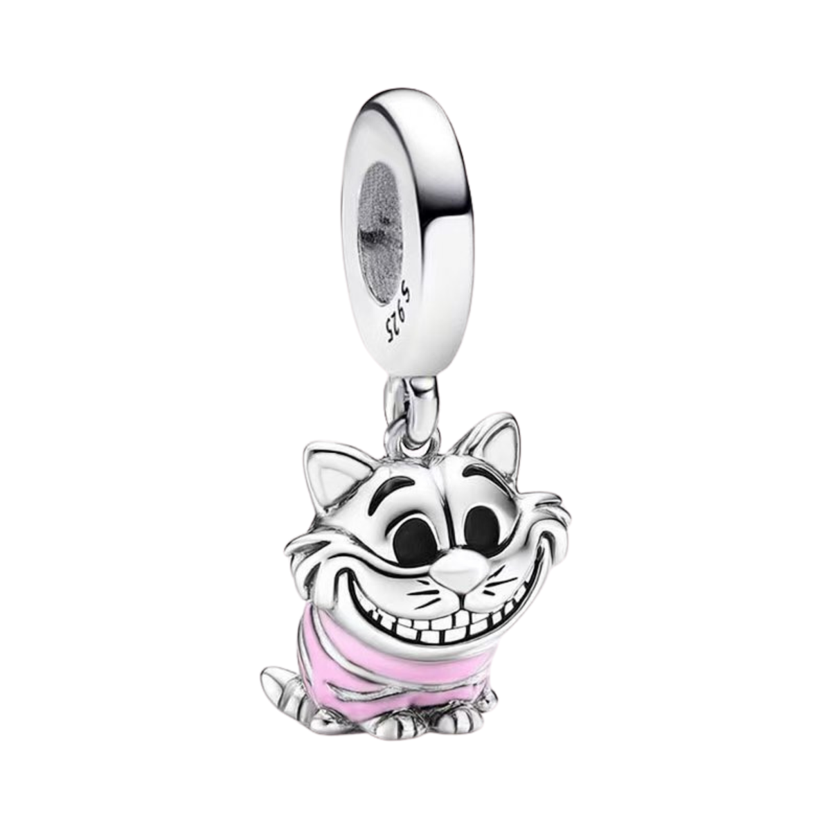 Disney Alice in Wonderland Cheshire Cat Dangle Charm featuring a detailed, whimsical design with a grin.