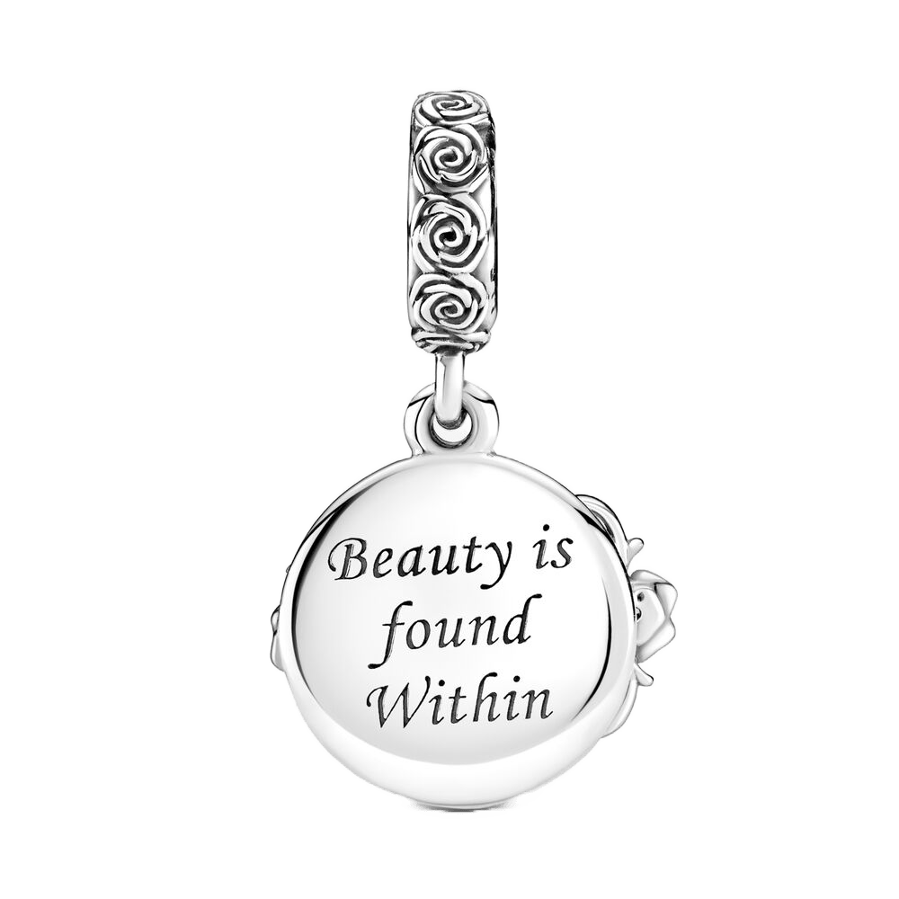 Disney Beauty and the Beast Belle and Beast Dangle Charm with engraved "Beauty is found Within"
