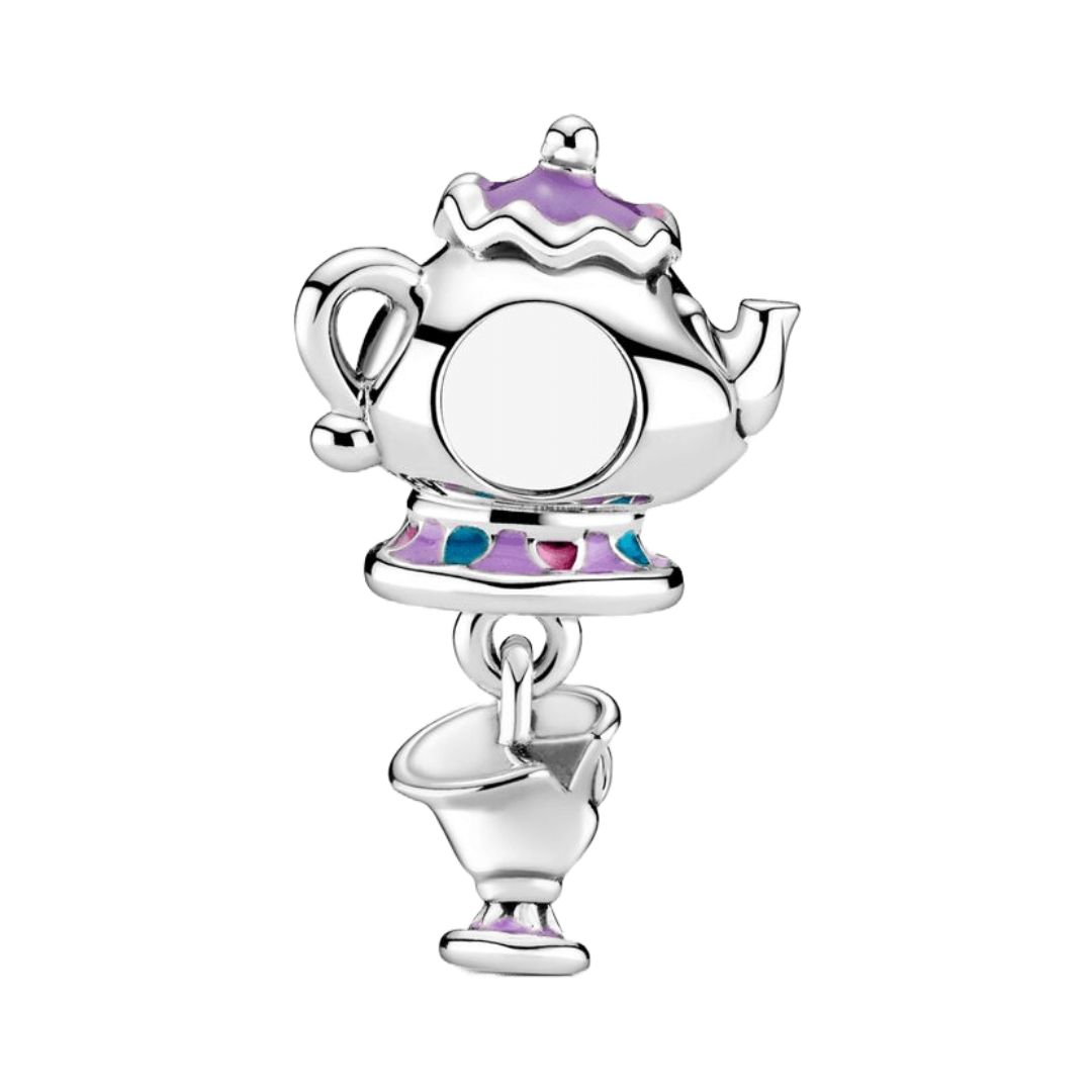 Disney Beauty and the Beast Mrs Potts and Chip Dangle Charm featuring colorful enamel details.