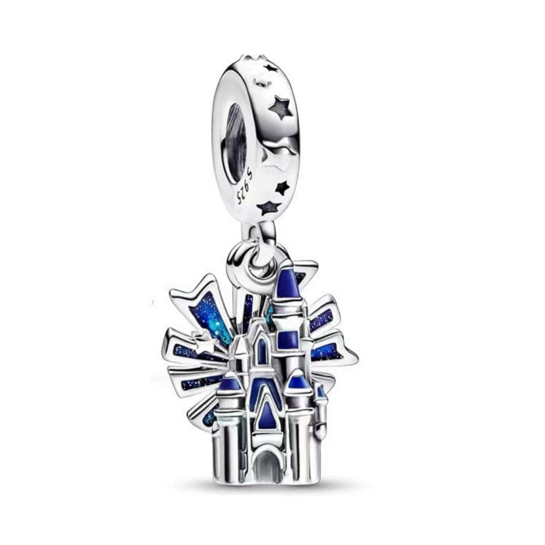 Disney Castle and Fireworks Dangle Charm, a sparkling charm celebrating magical nights at Disney.