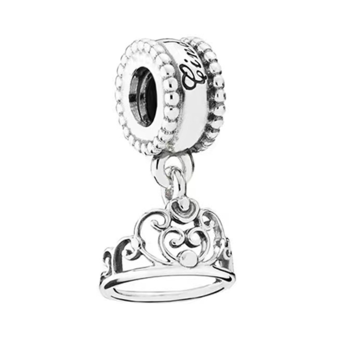 Disney Cinderella Crown Dangle Charm featuring an elegant crown design for fairytale lovers.