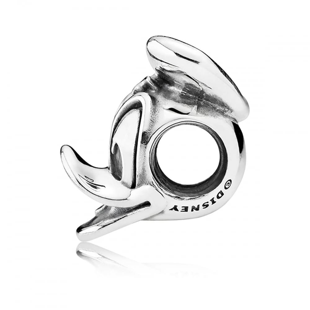 Disney Donald Duck Portrait Charm in polished silver, showcasing Donald Duck's iconic face, perfect for Disney fans.