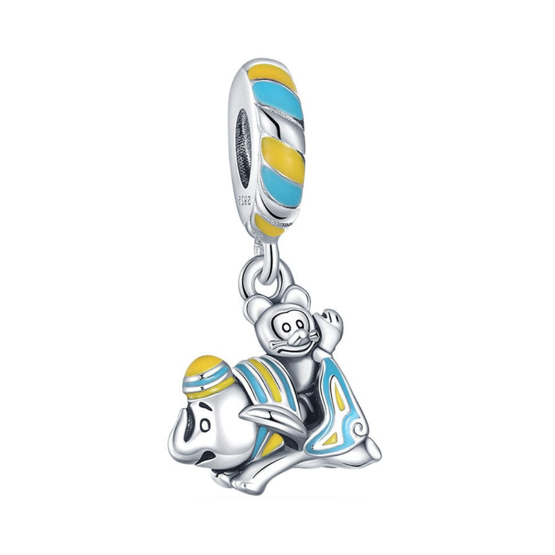Disney Dumbo and Mickey Circus Dangle Charm (DISCONTINUED) featuring Dumbo and Mickey in vibrant colors.