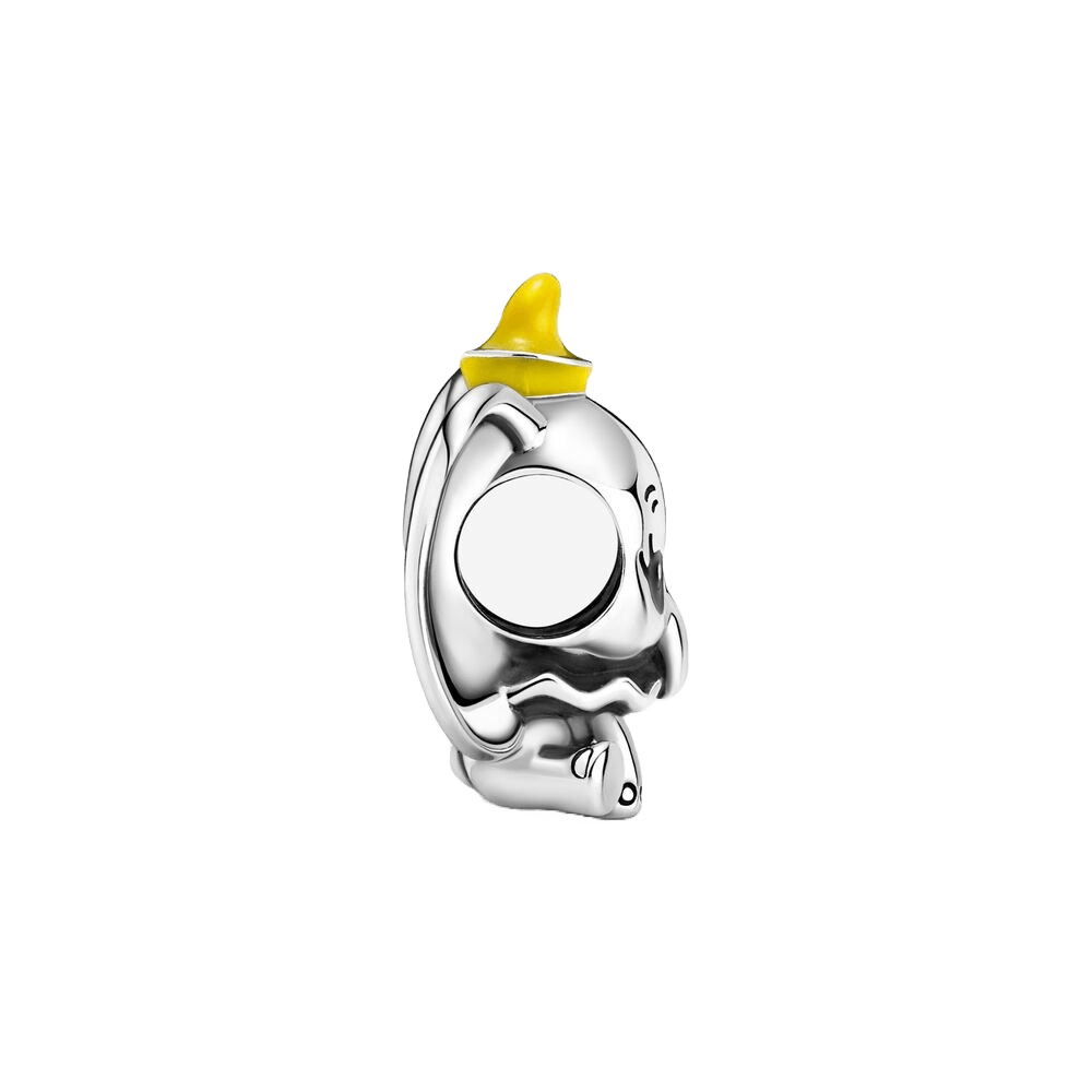 Disney Dumbo Yellow Hat Charm in silver with a playful yellow hat design.