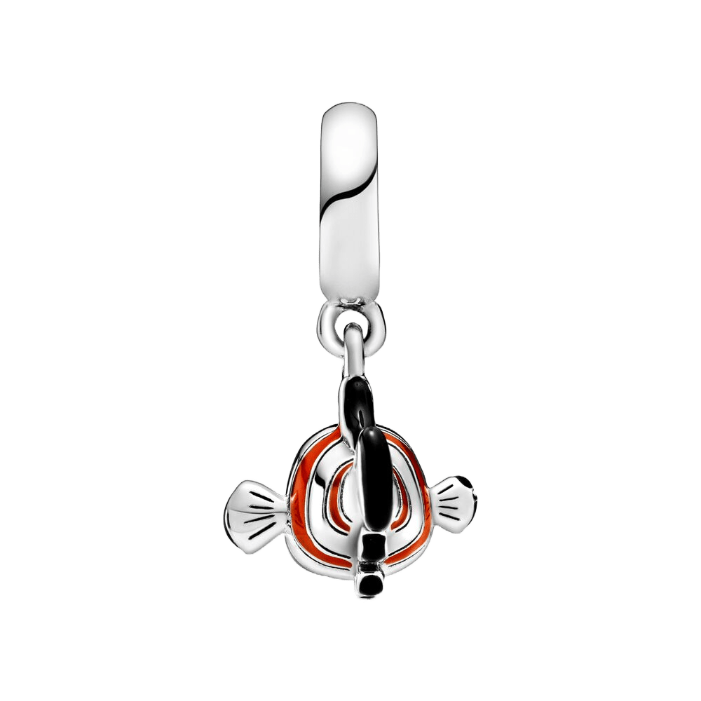 Disney Finding Nemo Dangle Charm featuring a cute orange and black fish design, perfect for ocean lovers.