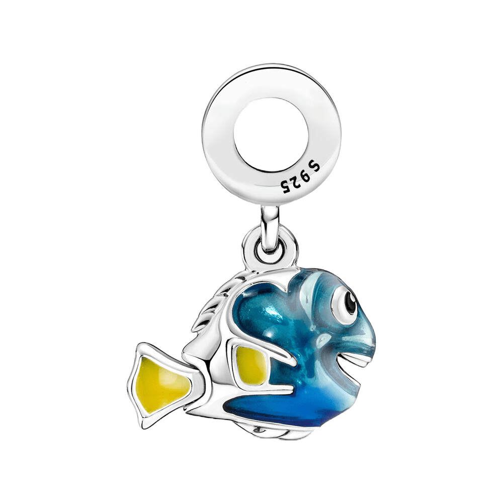 Disney Finding Nemo Dory Dangle Charm featuring a colorful fish design with blue and yellow accents.