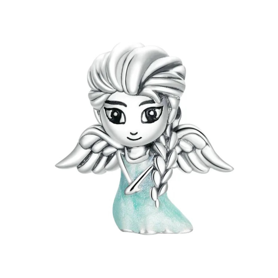 Disney Frozen Elsa Angel Charm, a beautiful angel charm with icy-blue accents and wing details.