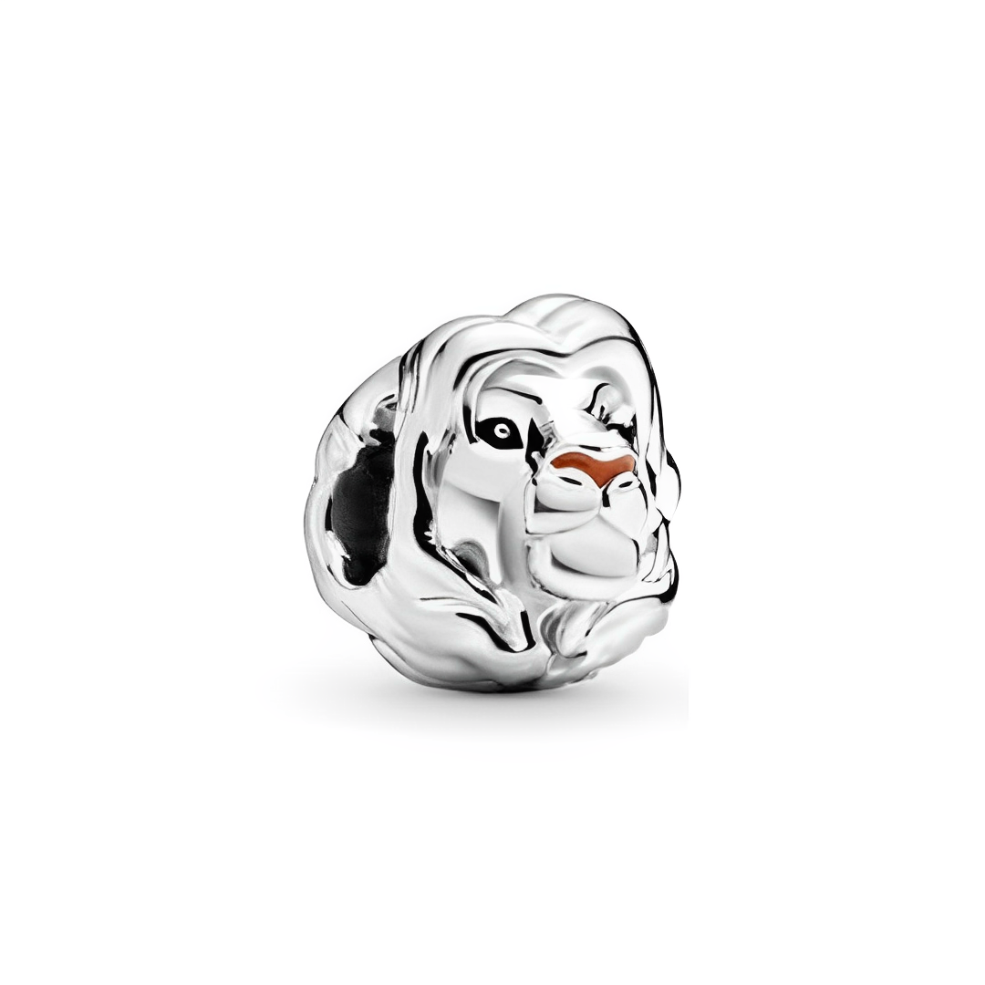 Disney The Lion King Head of Mufasa Charm, a beautiful silver charm representing Mufasa's strength and wisdom.