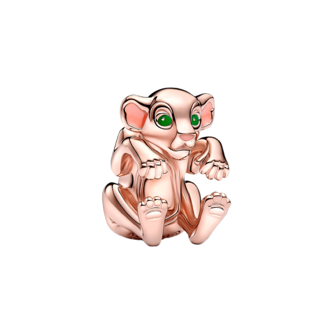 Disney The Lion King Hugger Rose Gold Nala Charm featuring a playful Nala design in rose gold.