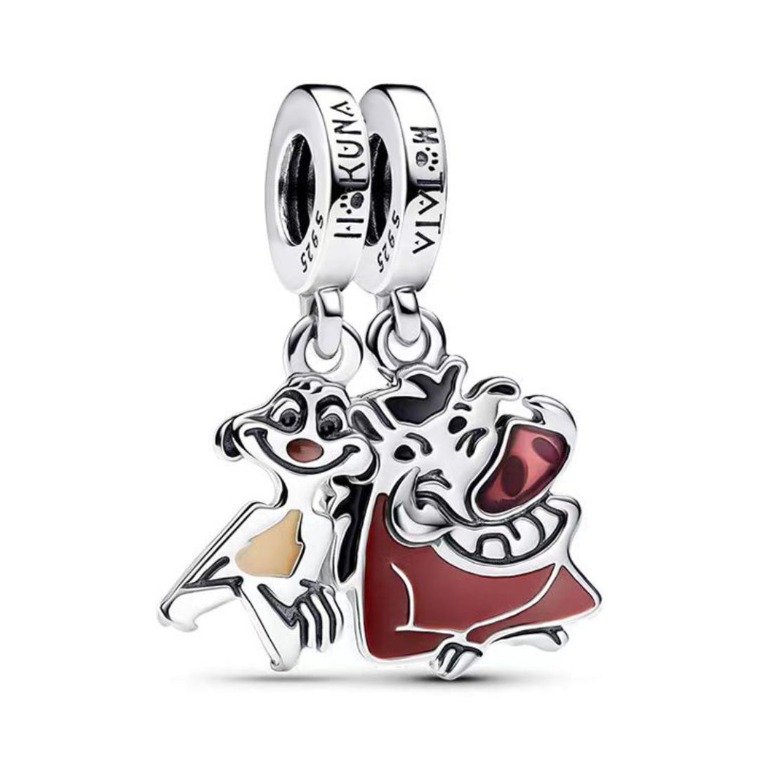 Disney The Lion King Timon and Pumbaa Double Dangle Charm featuring Timon and Pumbaa in a playful design.