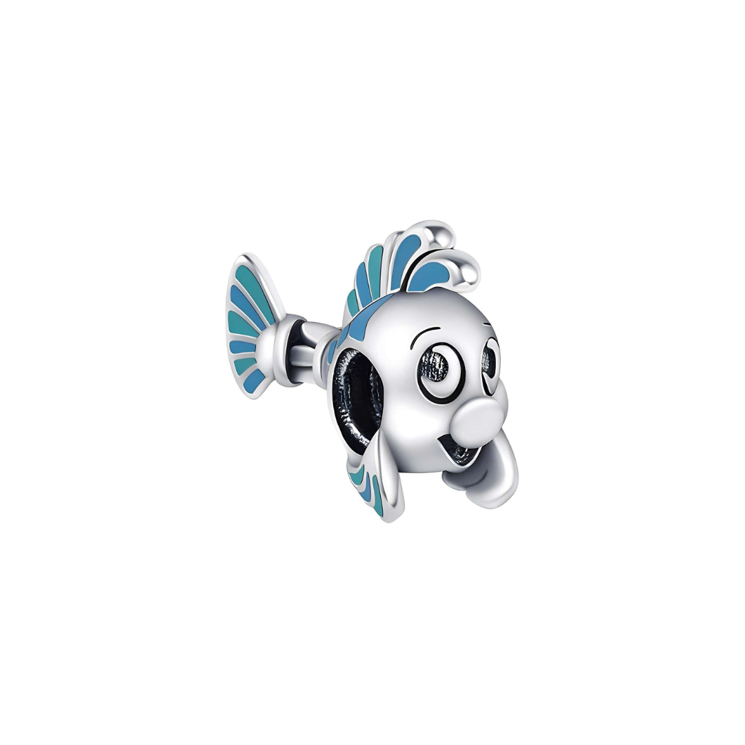Disney The Little Mermaid Flounder Charm featuring a cheerful Flounder in playful design.