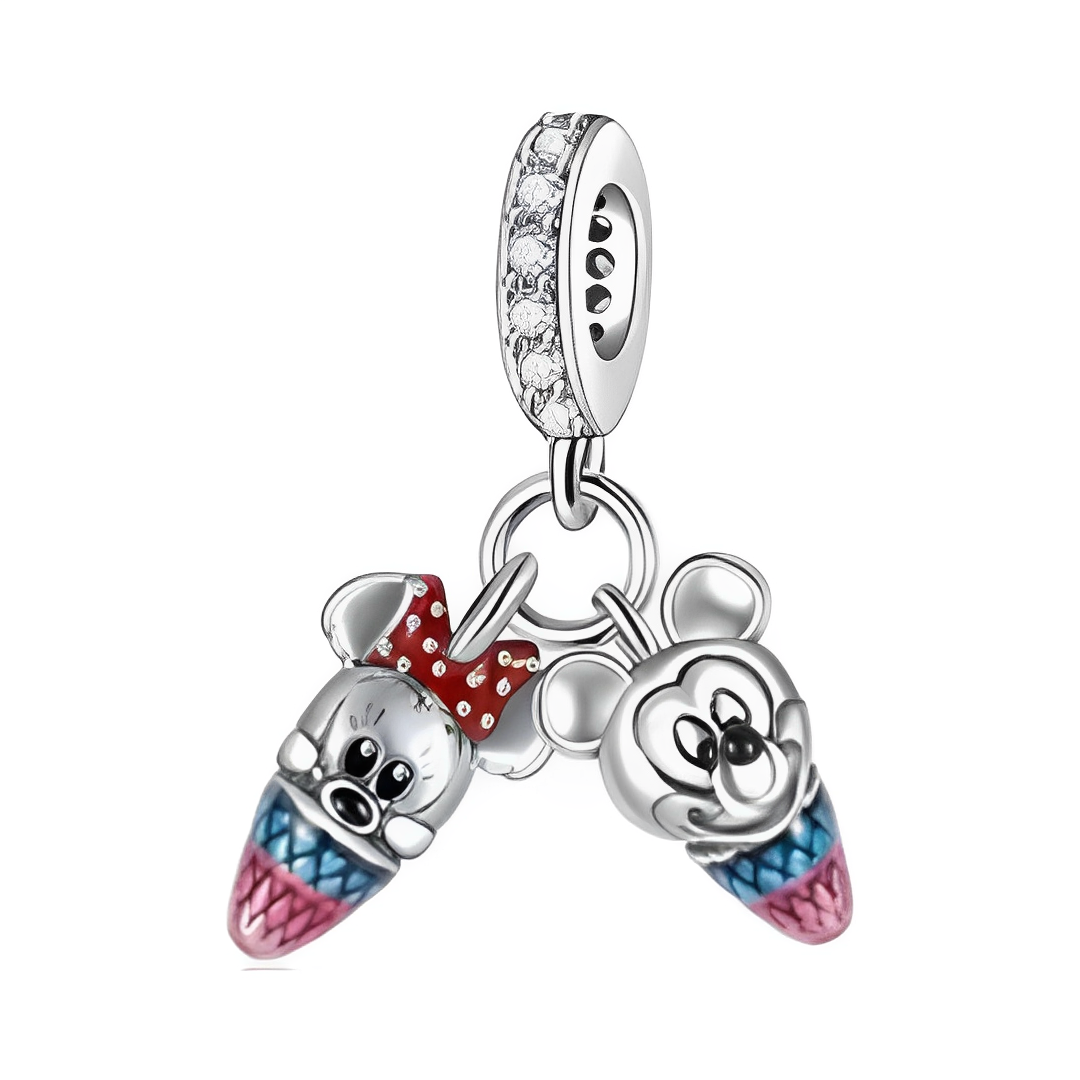 Disney Mickey and Minnie Ice Cream Dangle Charm ( discontinued ) featuring colorful ice cream cone designs.