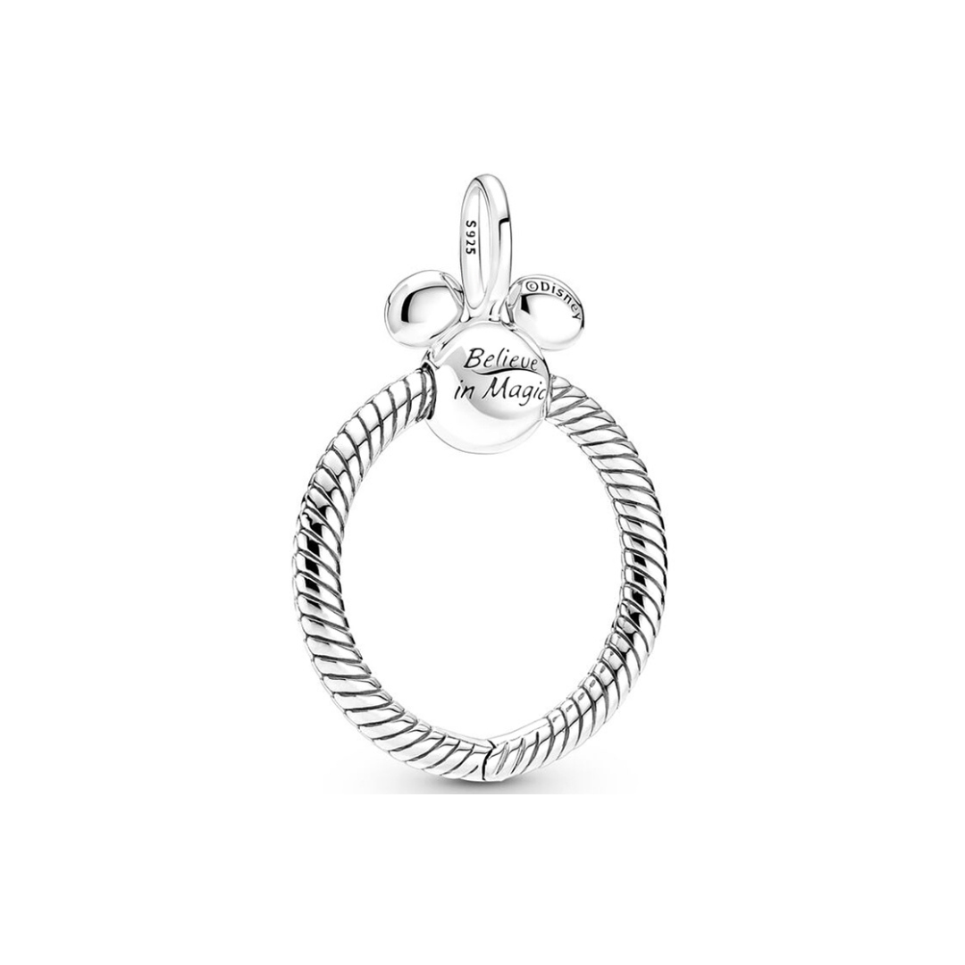 Disney Mickey Mouse Believe in Magic O Pendant featuring a charm inscribed with 'Believe in Magic'.