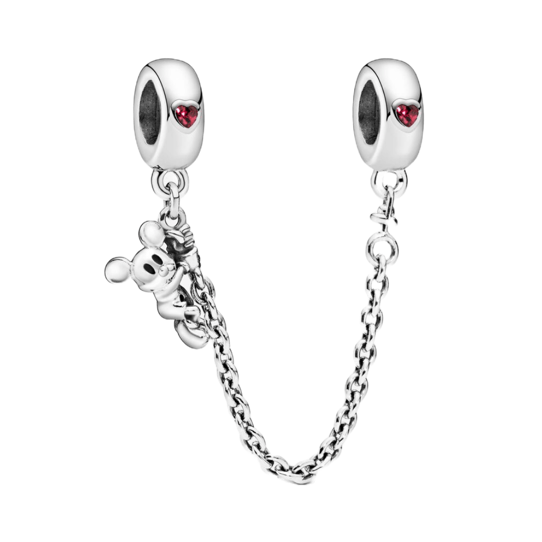 Disney Mickey Mouse Climbing Safety Chain featuring a playful Mickey Mouse charm and heart-shaped accents.