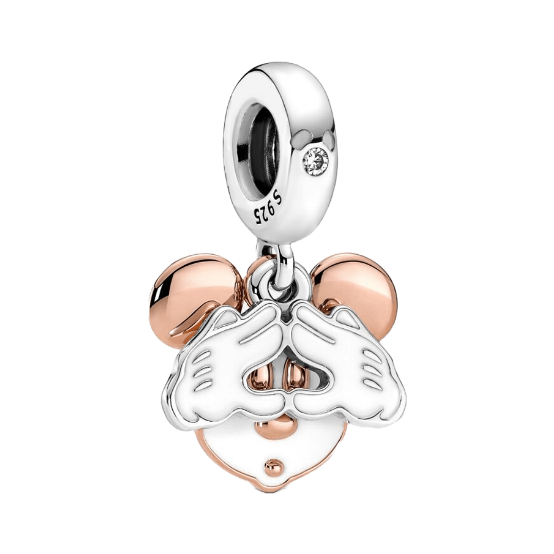 Disney Mickey Mouse Double Dangle Charm featuring a heartwarming design with mixed metals and iconic Mickey Mouse elements.
