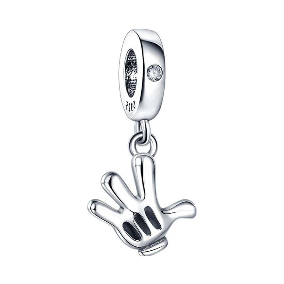 Disney Mickey Mouse Glove Dangle Charm showcasing a minimalist design with iconic Mickey Mouse symbols.