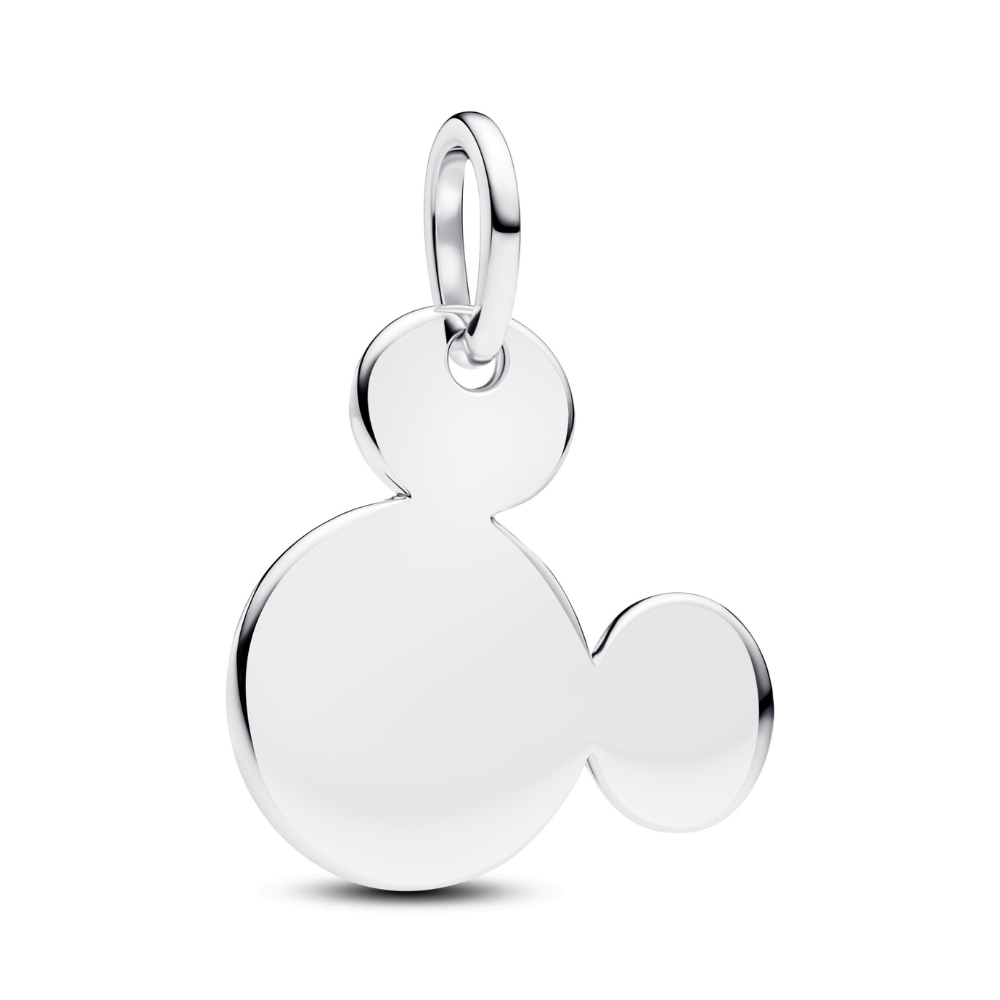 Disney Mickey Mouse Silhouette Mirror Pendant in polished silver finish, featuring iconic Mickey Mouse head shape.