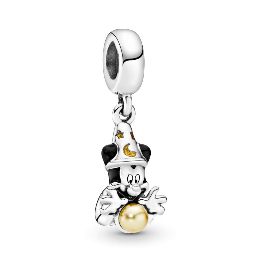 Disney Mickey Mouse Sorcerer Dangle Charm featuring Mickey in a wizard hat with a pearl ball