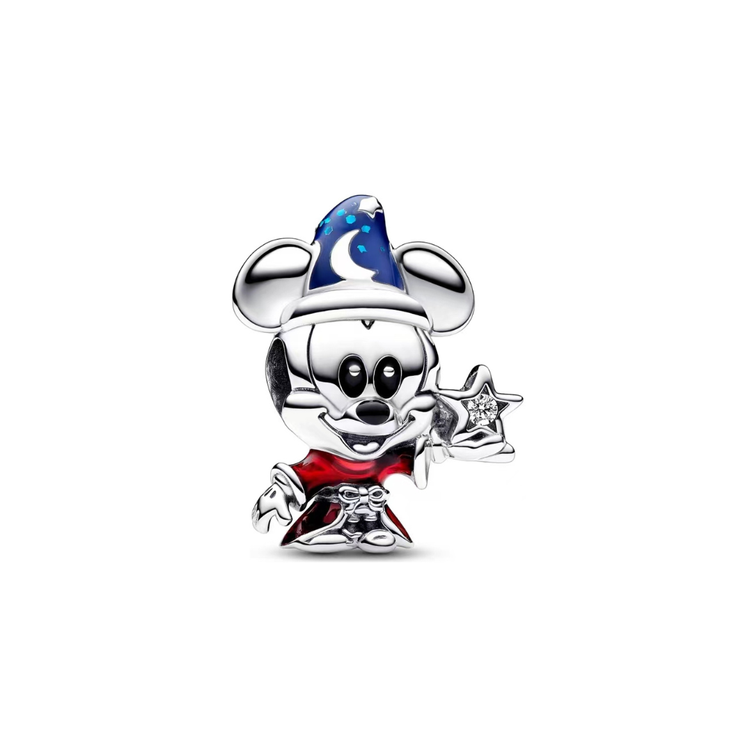 Disney Mickey Mouse Sorcerer Star Charm featuring Mickey in a wizard outfit holding a star, embodying magic and wonder.
