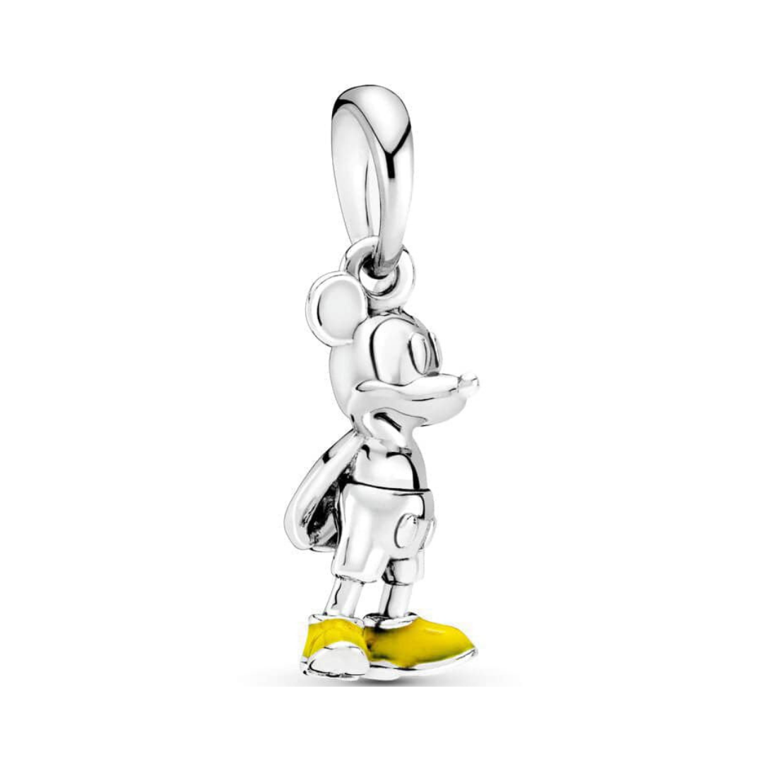 Disney Mickey Mouse Yellow Shoes Dangle Charm (DISCONTINUED) in silver and yellow, perfect for collectors.