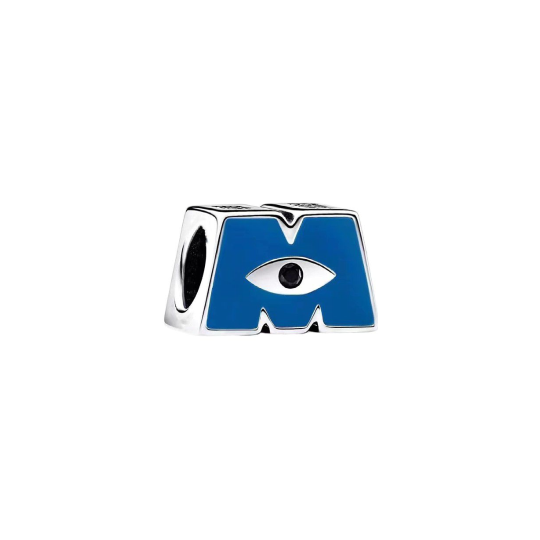 Disney Monsters Inc Logo Charm in blue and silver with iconic eye design