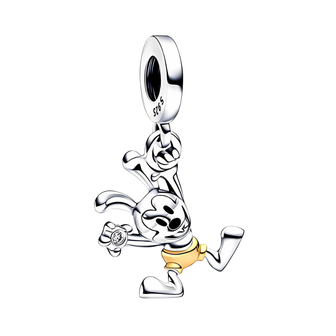 Disney Oswald the Lucky Rabbit Dangle Charm, unique silver charm featuring Oswald in a playful pose.
