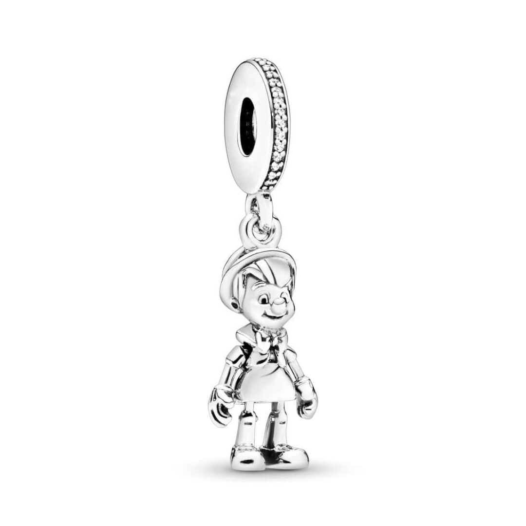 Disney Pinocchio Dangle Charm featuring a detailed wooden boy with a cap and cheerful grin.