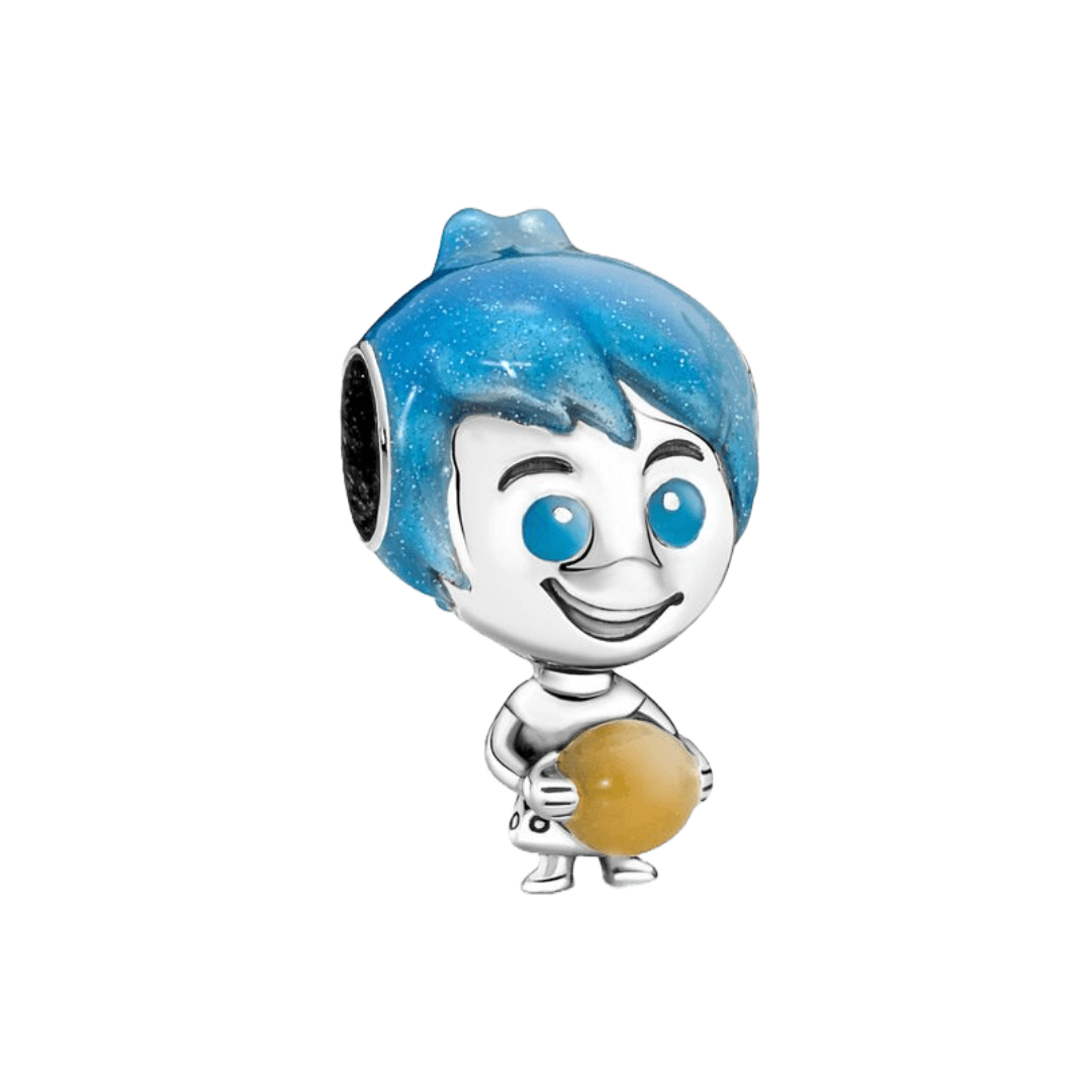Disney Pixar Inside Out Joy Charm featuring Joy character holding a yellow orb, symbolizing happiness and positivity.