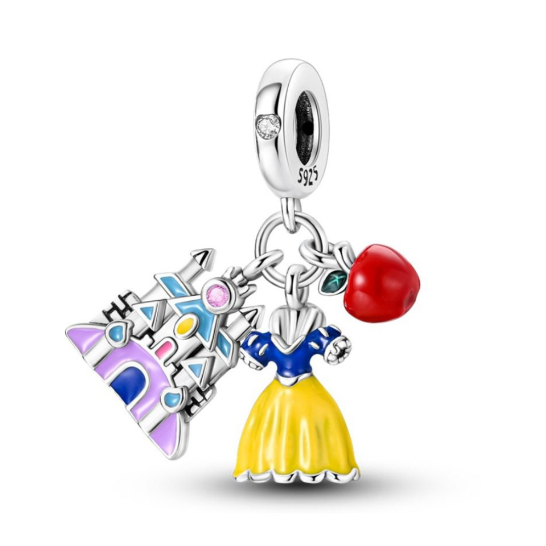 Disney Snow White Castle Dangle Charm featuring a colorful castle and Snow White elements.