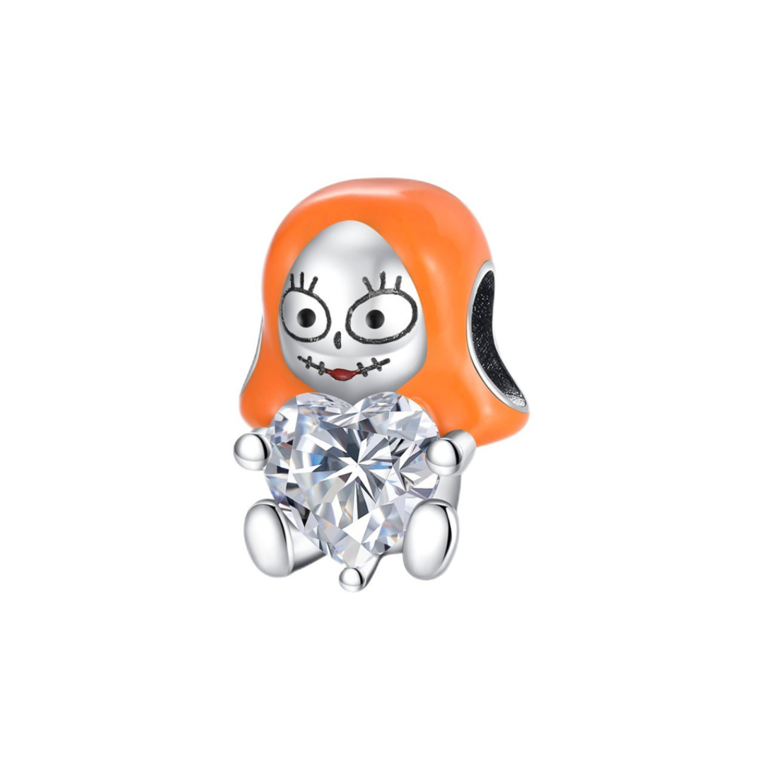 Disney The Nightmare Before Christmas Sally Heart Charm - cute orange Sally holding a sparkling heart.