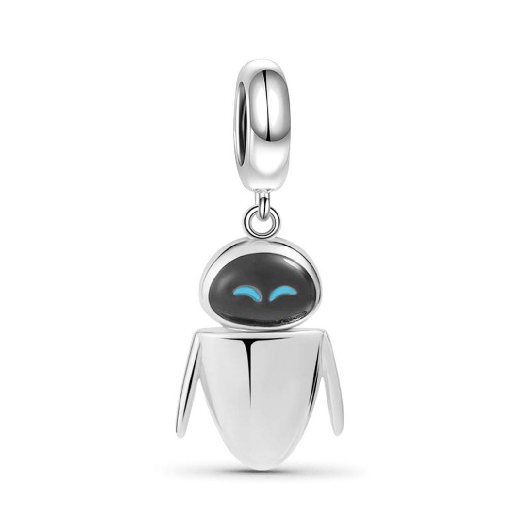 Disney Wall-E Eve Dangle Charm featuring sleek design and whimsical character, perfect for fans and minimalist jewelry lovers.