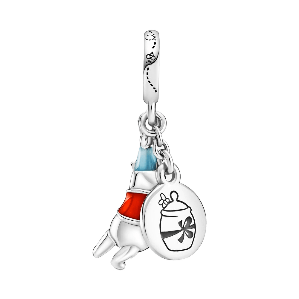 Disney Winnie the Pooh Birthday Dangle Charm featuring Pooh with a honey pot design, perfect for charm bracelets.
