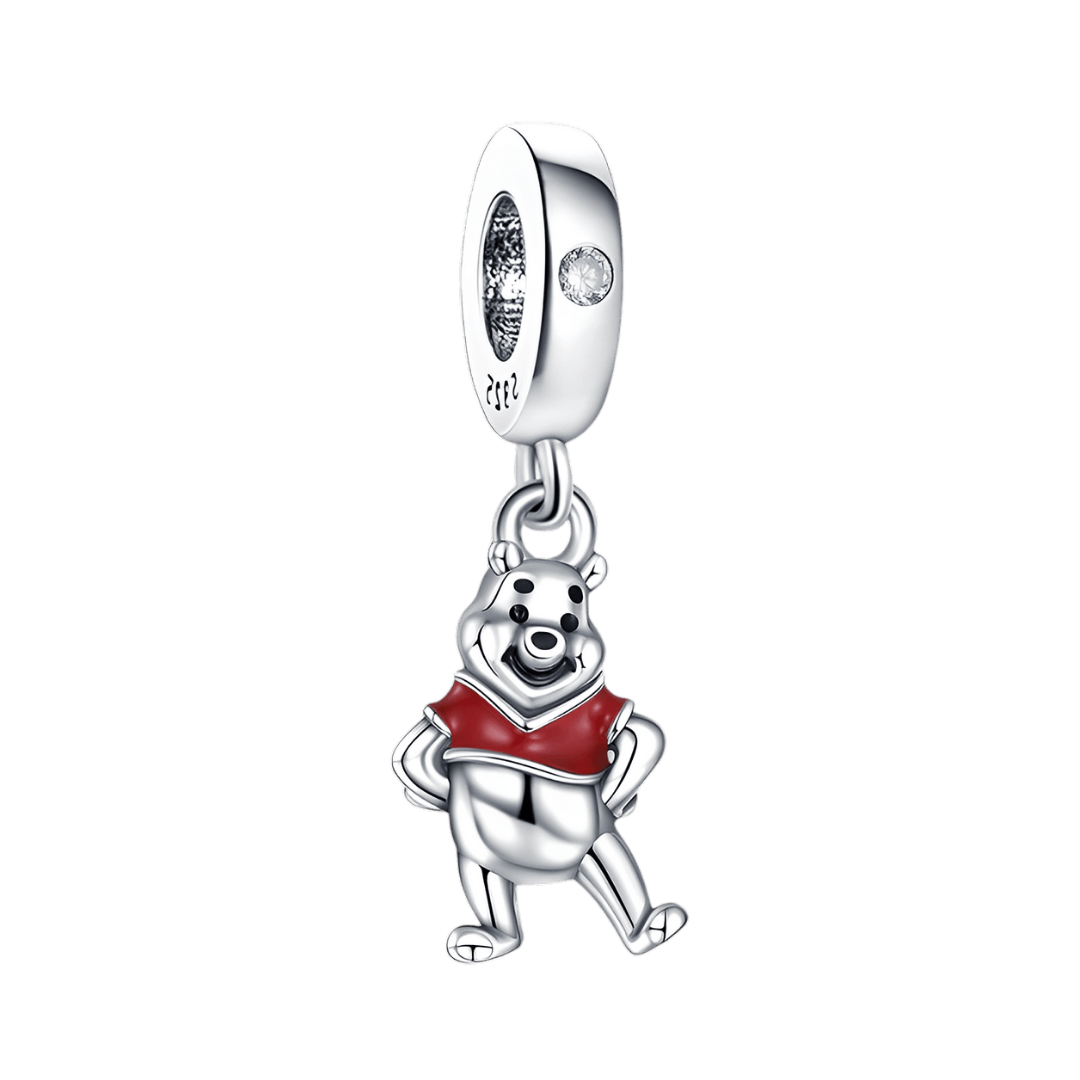 Disney Winnie the Pooh Dangle Charm featuring a cheerful Winnie the Pooh smiling and dressed in a red shirt.