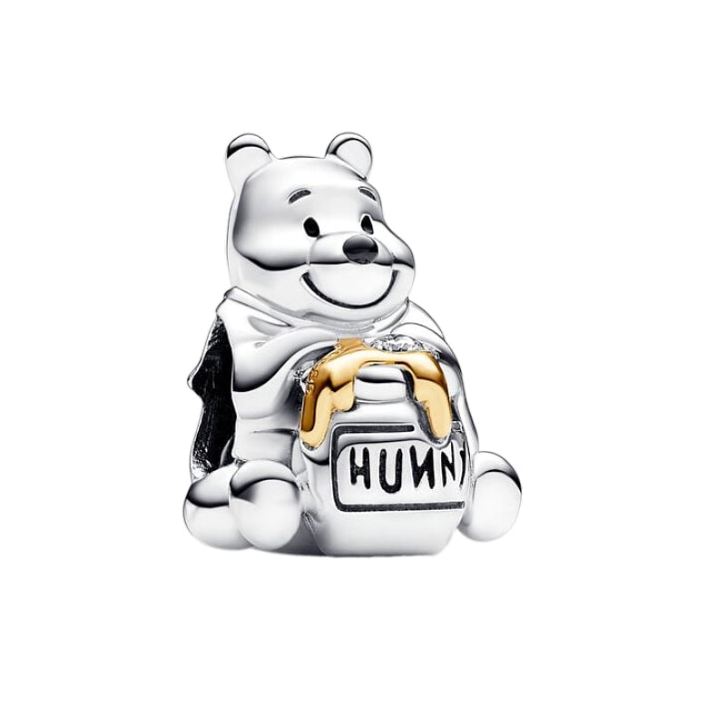 Disney Winnie the Pooh Honey Pot Charm featuring Pooh with honey pot and a joyful expression.