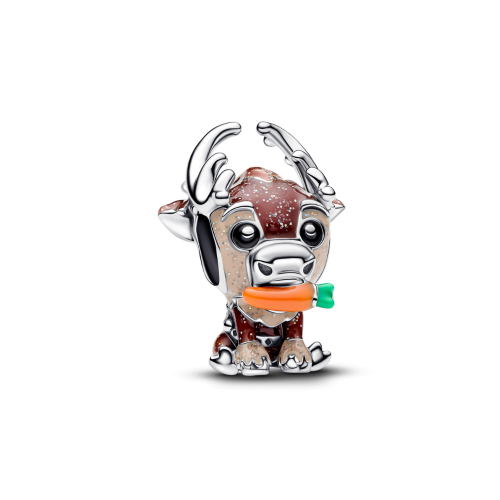Festive Reindeer Charm showcasing a cute reindeer design holding a carrot, perfect for holiday-themed jewelry.