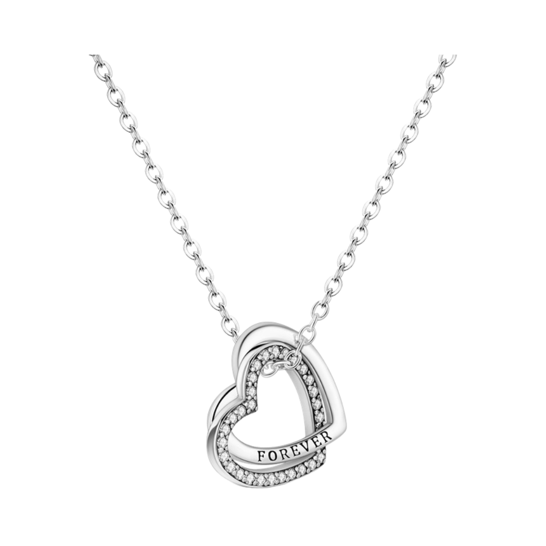 Forever Heart Necklace featuring a modern design with sparkling details, perfect for celebrating love.