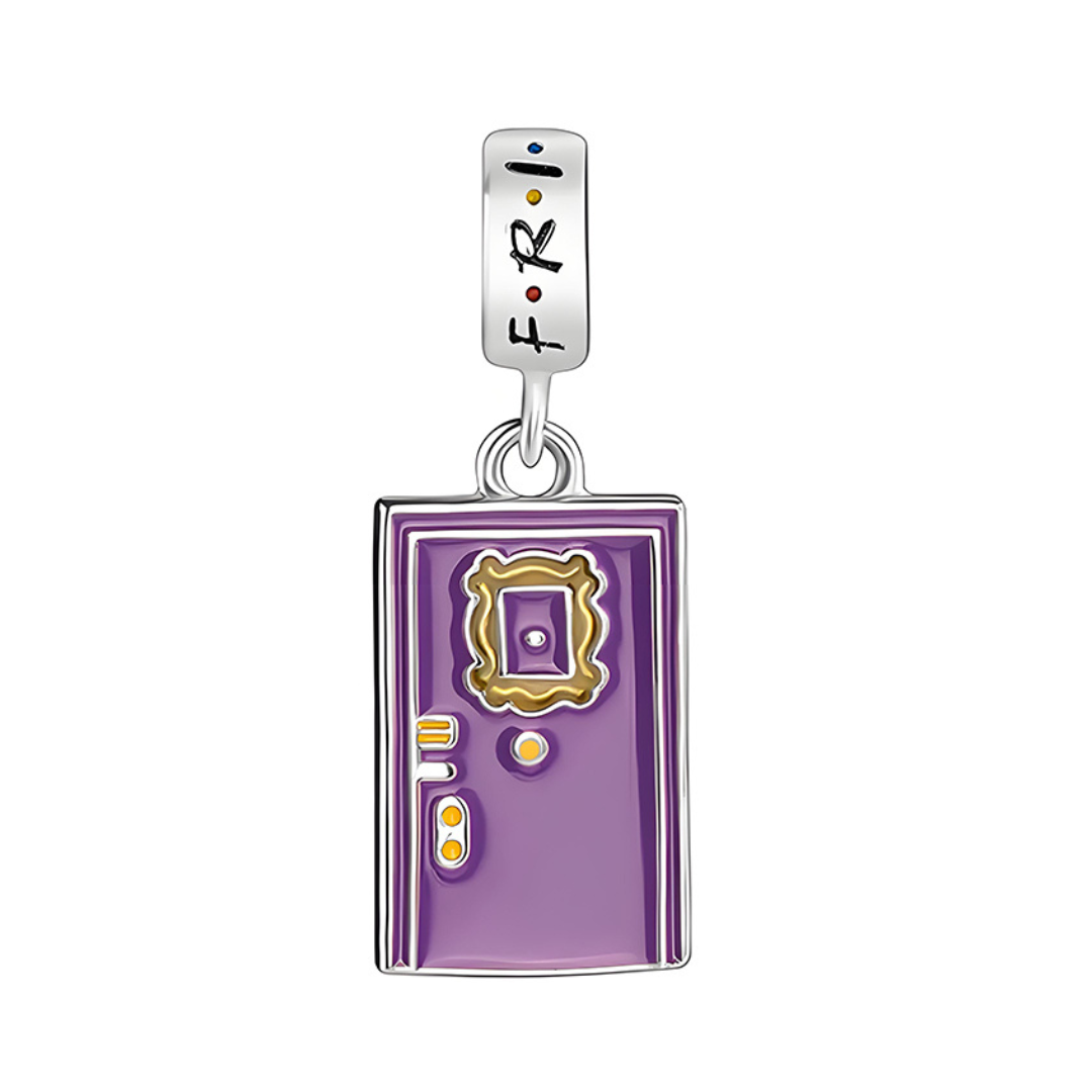 Friends Central Perk Apartment Doors Dangle Charm with iconic purple door design and details.