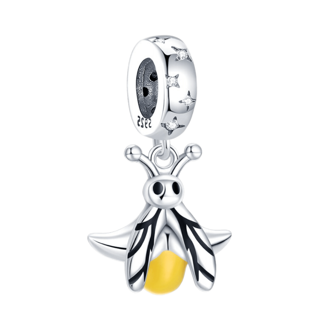 Glow In The Dark Yellow Firefly Dangle Charm ( Discontinued) featuring a detailed firefly with yellow glow