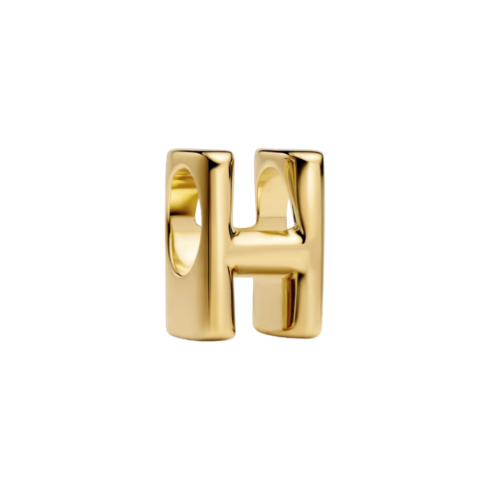 Gold Alphabet Charms A–Z, polished gold charm letter H for personalized jewelry, meaningful gift for loved ones.