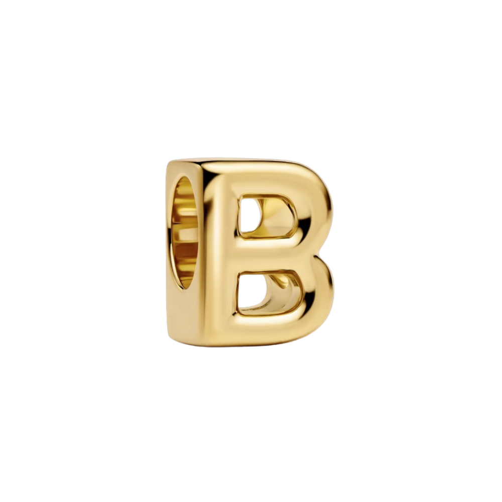 Gold Alphabet Charms A–Z letter B in shiny gold finish, perfect for personalized jewelry gifts.