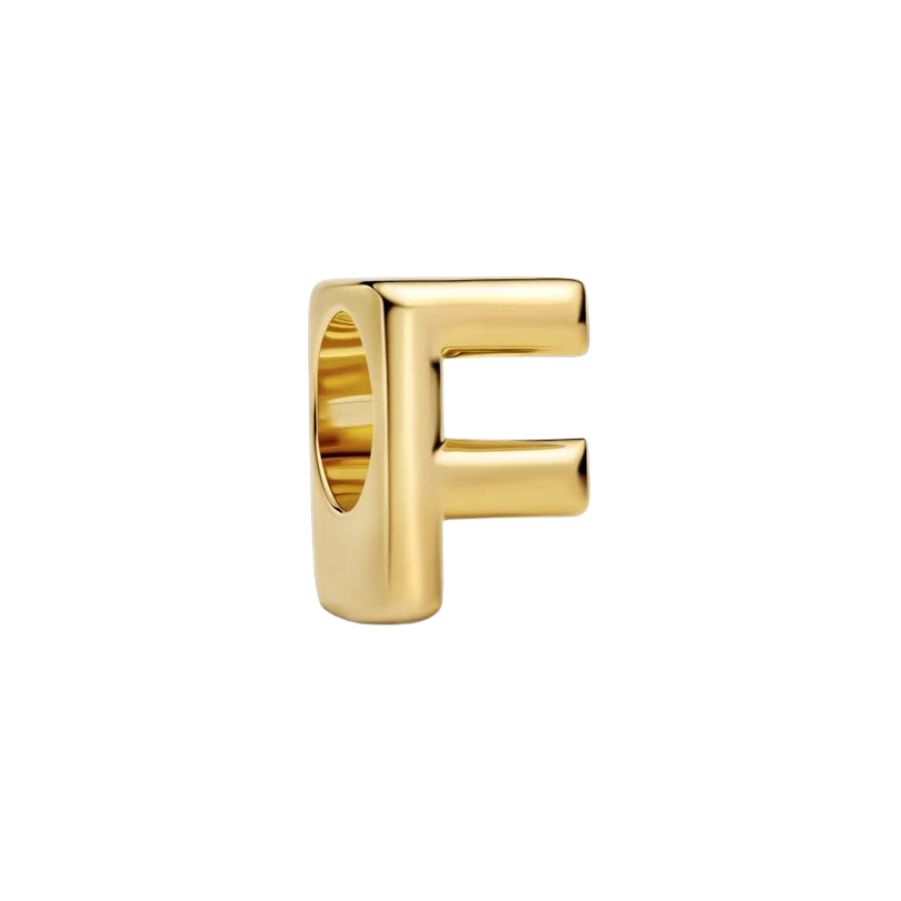 Gold Alphabet Charms A–Z, gold initial charm letter F, personalized jewelry piece for meaningful gifts
