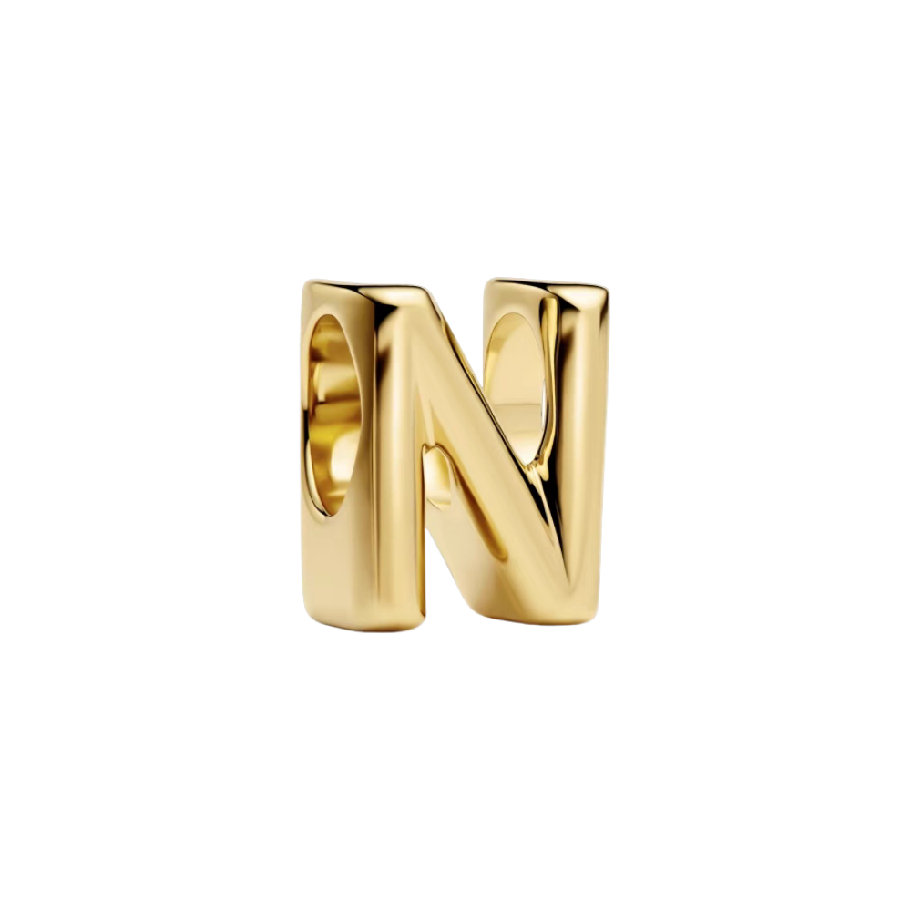 Gold Alphabet Charms A–Z letter N charm, perfect for personalized jewelry, thoughtful gift to cherish loved ones.