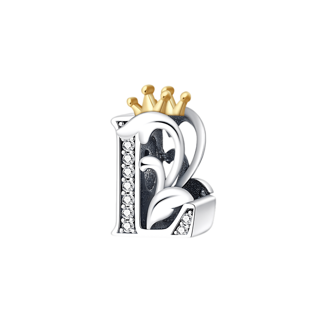 Gold Crown Alphabet Charms A–Z (DISCONTINUED) letter L charm with sparkling details and golden crown