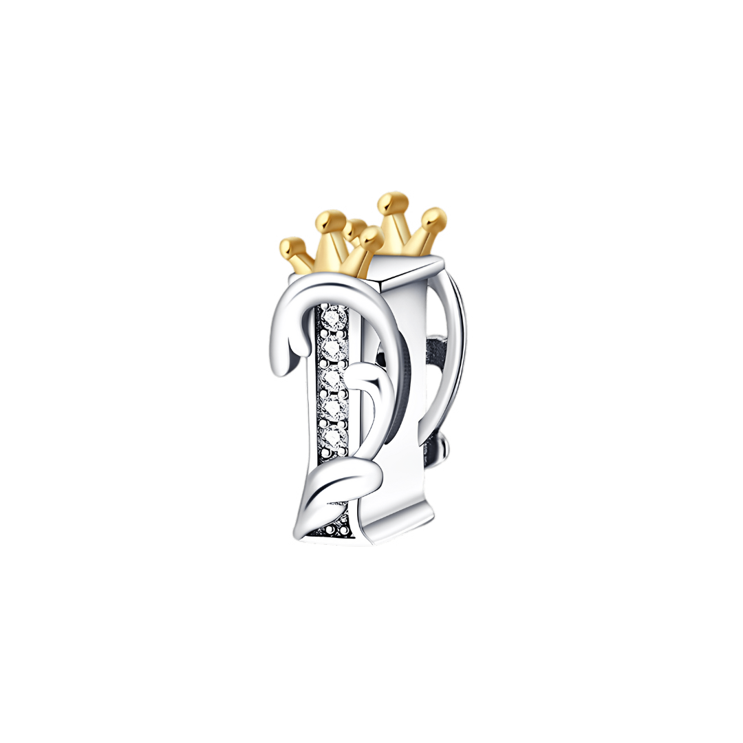 Gold Crown Alphabet Charms A–Z (DISCONTINUED) elegant 'D' charm with golden crown and sparkling details.