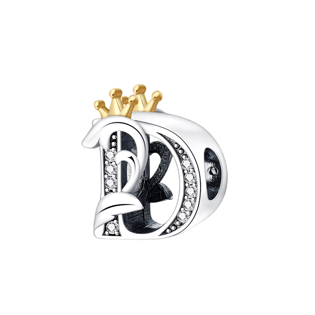 Gold Crown Alphabet Charms A–Z (DISCONTINUED) stylish letter D with crown and sparkling details