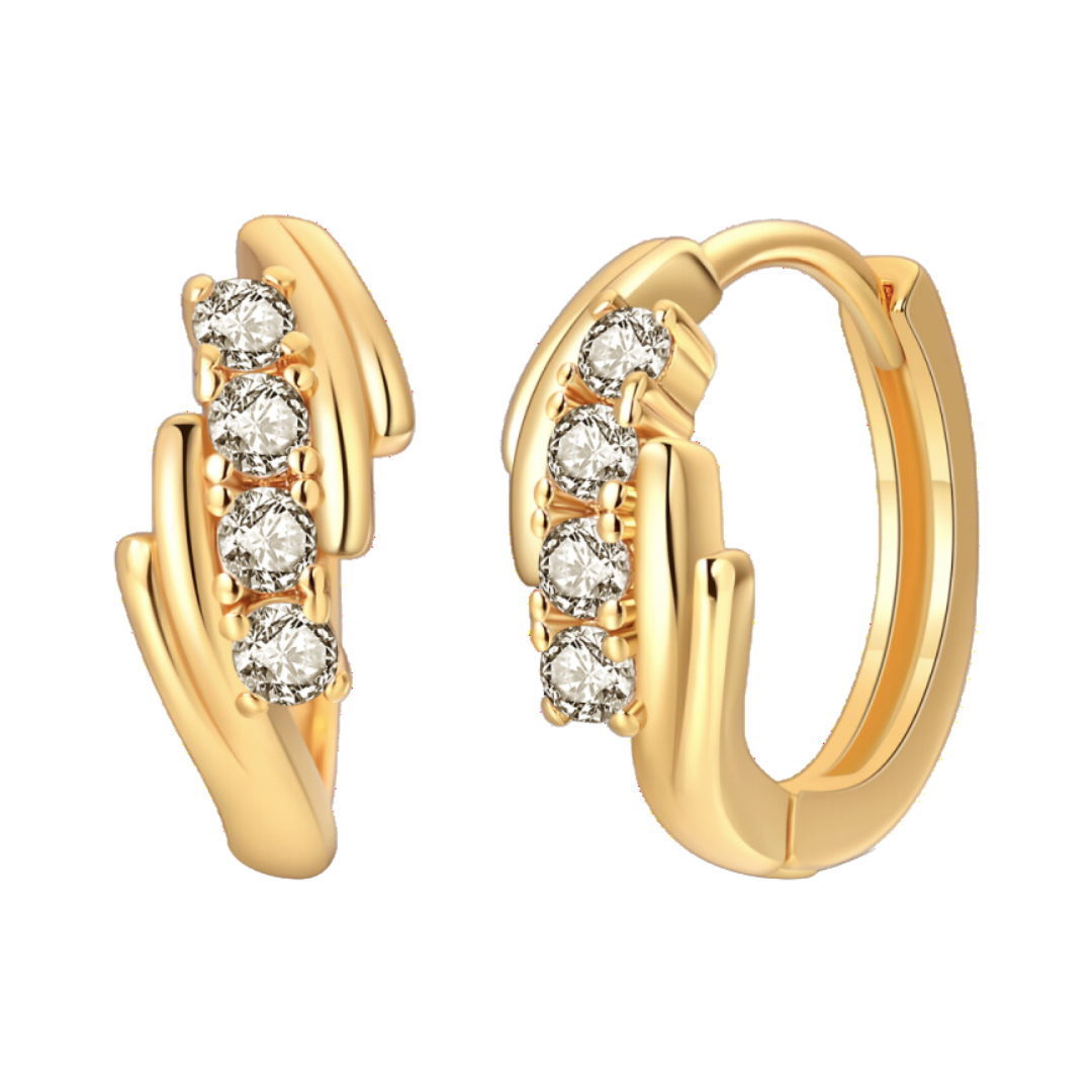 Gold Sparkling Hoop Earrings with refined sparkle and elegant design, perfect for everyday wear.