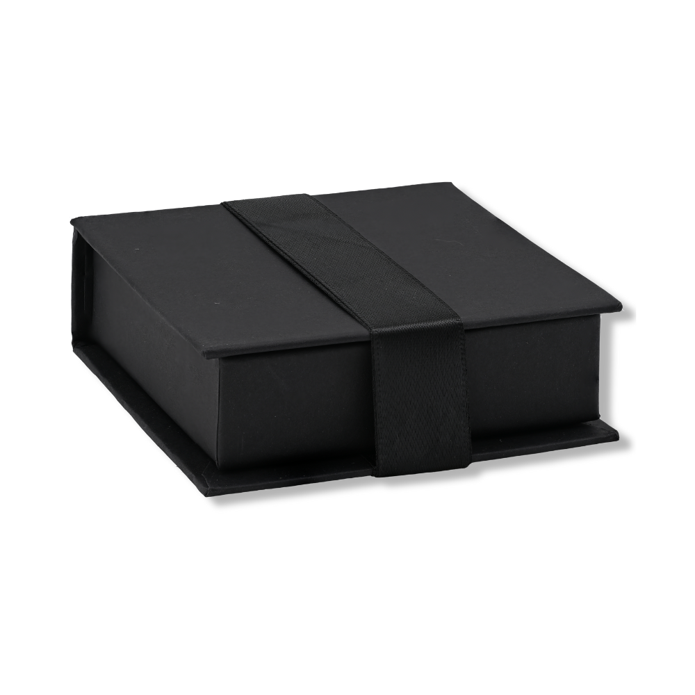 Large Jewelry Gift Box for Bracelets and Necklaces in elegant black design with ribbon closure.