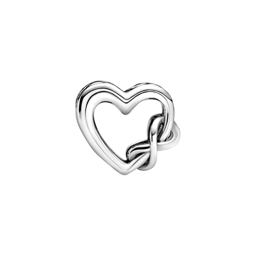 Love You Mom Infinity Heart Charm in a beautifully sculpted silver heart design with an infinity symbol.